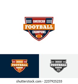Logo Emblem American Football Champions Red Shield with Ball for Sport Team Esport Club Brand Product T-Shirt Hat