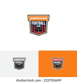 Logo Emblem American Football with Field and Goal Red Orange Color for Sport Team Esport Club Brand Product T-Shirt Hat