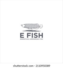 logo emblem. arowana fish wavy line pattern.