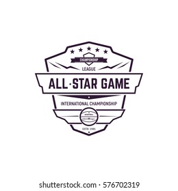 Logo, emblem, badges or insignias, labels and signs for sport basketball teams, competitions and all-star games.