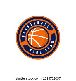 Logo emblem basketball competition  basketball emblem the background circle  Sports club  team logo template  Badge  icon  ball  shield  Isolated vector illustration 