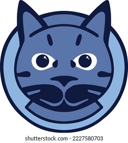 Logo emblem of blue cat portrait