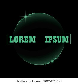 Logo. Emblem for business. Black background with green inscription