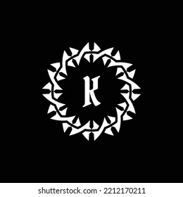 logo emblem circle letter K. Gothic emblem that seems mysterious and intimidating.