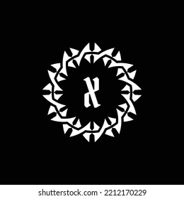 logo emblem circle letter X. Gothic emblem that seems mysterious and intimidating.