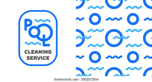 Logotipo o emblema, servicio de limpieza y mantenimiento del pool. Fondo transparente para la impresión 