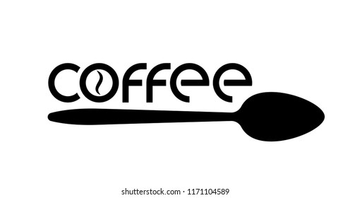 Logo or emblem of coffee with a word and a spoon