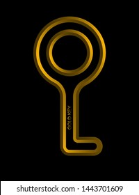 Logo oder Emblem-Design. Schlüsselsymbol für Apps und Websites, Gaming- und Sportindustrie. Metallischer abstrakter Schlüssel. Goldener Schlüssel. Gewinnerpreis - Vektorgrafik.