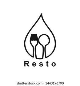 logo or emblem with fork and spoon for restaurant, cafe or bar