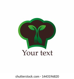 logo or emblem with fork and spoon for restaurant, cafe or bar