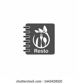 logo or emblem with fork and spoon for restaurant, cafe or bar
