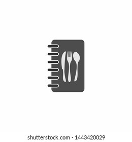 logo or emblem with fork and spoon for restaurant, cafe or bar