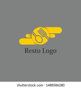 logo or emblem with fork and spoon for restaurant, cafe or bar