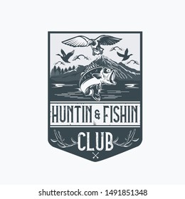 logo emblem for hunting with animal elements