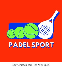 Logo, emblem, icon for the game Padel with the image of balls and a racket