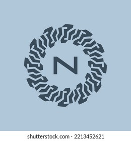 logo emblem initials letter N. modern and technological emblems are suitable for companies in the digital era. alphabet decorative emblem