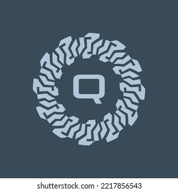 logo emblem initials letter Q. modern and technological emblems are suitable for companies in the digital era. alphabet decorative emblem