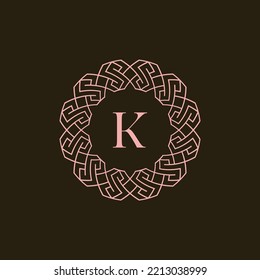 logo emblem letter K that is luxurious and elegant. charming and beautiful circle emblem