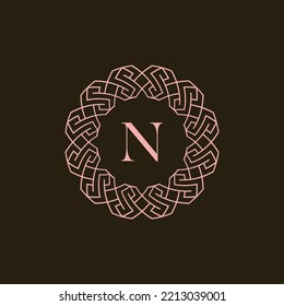logo emblem letter N that is luxurious and elegant. charming and beautiful circle emblem