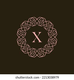 logo emblem letter X that is luxurious and elegant. charming and beautiful circle emblem