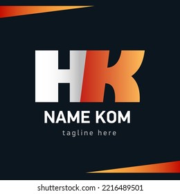 Logotipo Emblem Monograma HK. Letra blanca y roja H K, elemento de diseño para la empresa de identidad. Señal del vector sobre fondo blanco.
