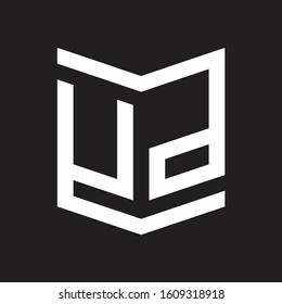 UP Logo Emblem Monogram With Shield Style Design Template Isolated On Black Background