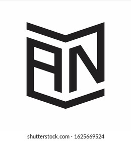 AN Logo Emblem Monogram With Shield Style Design Template Isolated On white Background