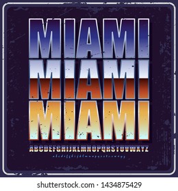 Logo, emblem, poster in vintage style, retro wave. The main and auxiliary font and color gradient of sunset. Background in the style of the 80s. The concept of creating backgrounds.
