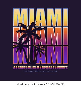 Logo, emblem, poster in vintage style, retro wave. The main and auxiliary font and color gradient of sunset. Background in the style of the 80s. The concept of creating backgrounds.

