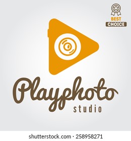 Logo, emblem, print, sticker, label or logotype elements for studio or photographer, photograph 