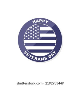 Logo or emblem in the shape of a circle of the USA flag one color and veterans day text.