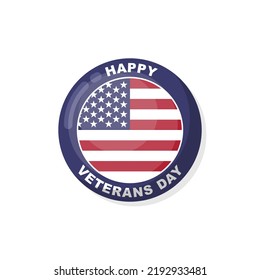 Logo or emblem in the shape of a circle of the USA flag and veterans day text.