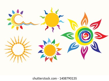 Logo emblem or sun design for use in various projects. Vectorsun set