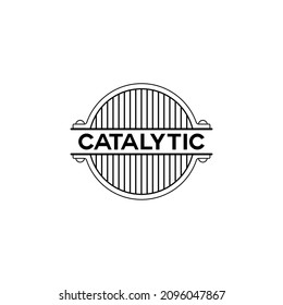 Logo or emblem template, car catalyst. Metal catalyst concept, refurbishment, replacement of cleaning systems 