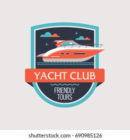 The logo, the emblem of the yacht club. Sea travel. Vector illustration.