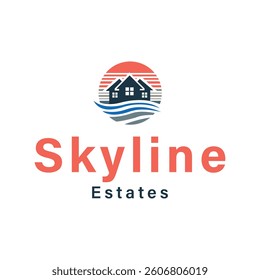The logo embodies elegance and trust in real estate. With a refined house icon and modern skyline, it represents security and growth. The sleek typography and balanced colors reflect professionalism.