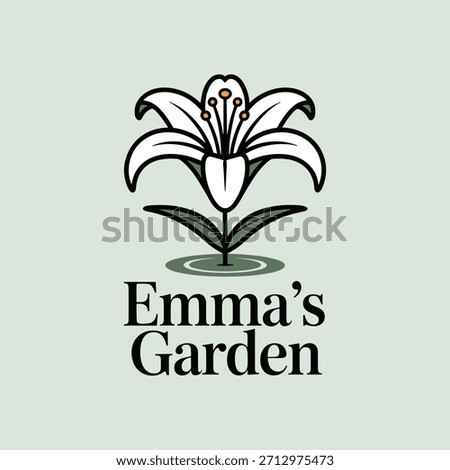 Logo of emmas garden with a flower and text on green background