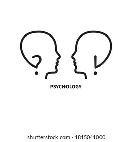 Logo of empathy, emotional intelligence. Two profiles and relationship between them. Icon of therapy, psychotherapy, psychoanalysis