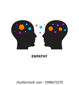 Logo of empathy, emotional intelligence. Two profiles and relationship between them. Icon of therapy, psychotherapy, psychoanalysis