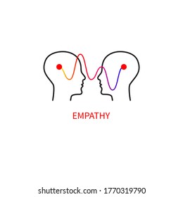 Logo Empathy. Interpersonal Communication Abstract Icon. Two Profiles And A Wave.