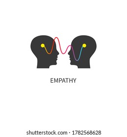 Logo empathy. Interpersonal communication abstract icon. Two profiles and a wave.