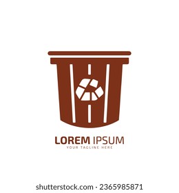 A logo of empty dustbin vector silhouette icon design template isolated