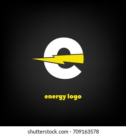 Logo energy. E yellow sign lightning