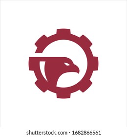 Logo engine combination of gaer and falcon