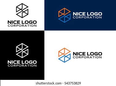 logo engineering and construction, box and cube logotype