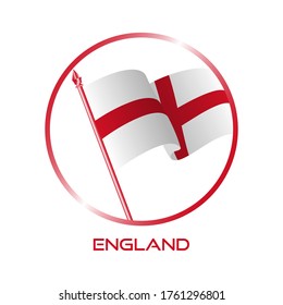 Logo of England. Composition with waving flag, circle and flagpole for badge, label, pin, etc. vector Design EPS 10
