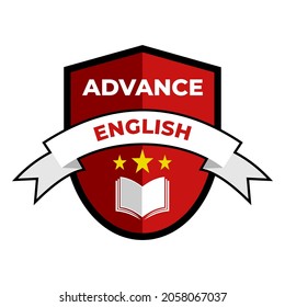 Logo for English study group, language or literature class. logos for education