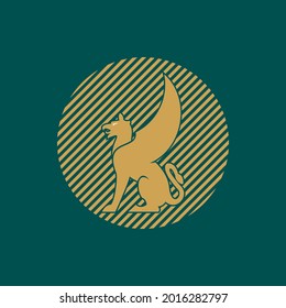 The logo is an engraving in the form of a griffin that looks modern and elegant for a logo for a creative industry.