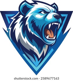 logo for esport team with bear roaring side face