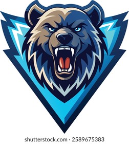 logo for esport team with bear-angry front face